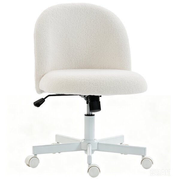 HOMCOM Sedia Scrivania Girevole in Sherpa con Altezza Regolabile, Funzione Dondolo, Capacità 120 kg, Crema | Aosom Italy
