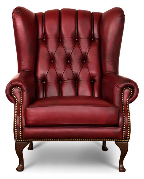 Poltrona Chesterfield Bergere Regina Pelle Fiore Premium - Design Iconico