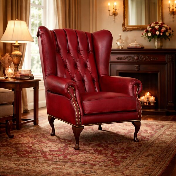 Poltrona Chesterfield Bergere Regina Pelle Fiore Premium - Design Iconico
