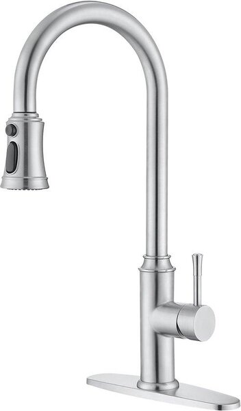 Rubinetto da cucina in acciaio inossidabile con doccetta estraibile, orientabile a 360°, monocomando, alto