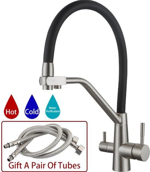 Rubinetto da cucina 3 in 1 per acqua calda e fredda, rubinetto per la pulizia, doppio utilizzo