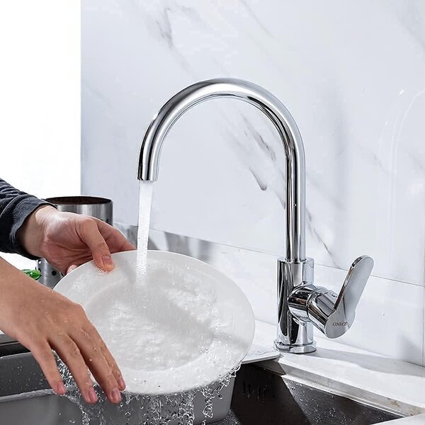 Rubinetto da cucina orientabile a 360° - Rubinetto per acqua calda e fredda - Miscelatore monocomando - Acciaio inox cromato