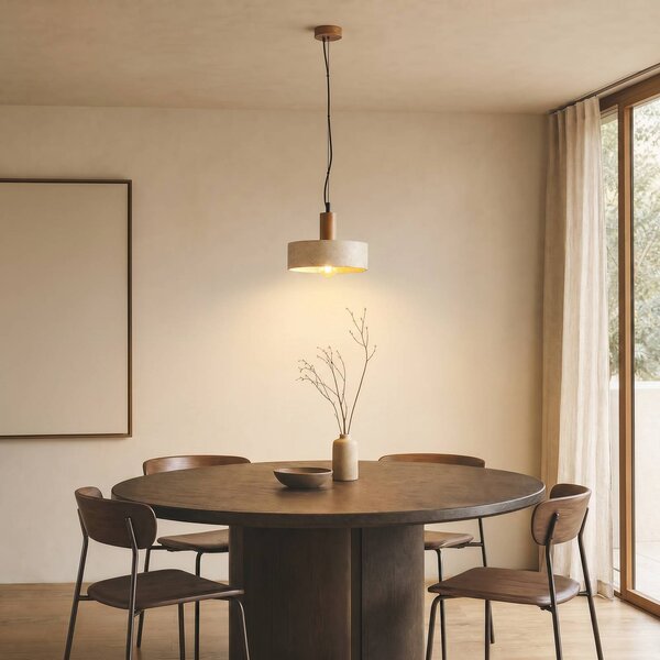 Lampada a sospensione Carlotta Lucande, dimmerabile, Crema / Ambra, Soggiorno / Sala da pranzo, calcestruzzo / cemento, Moderno, Lampada a sospensione