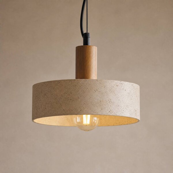 Lampada a sospensione Carlotta Lucande, dimmerabile, Crema / Ambra, Soggiorno / Sala da pranzo, calcestruzzo / cemento, Moderno, Lampada a sospensione