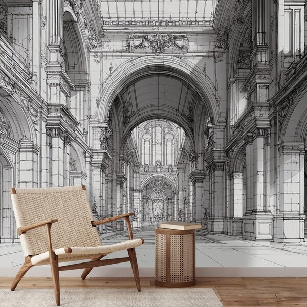 Carta da parati – Architettura storica in bianco e nero