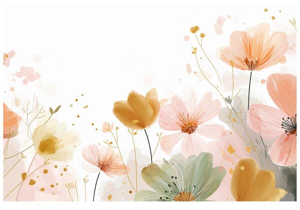 Carta da parati – Fiori pastello ad acquerello