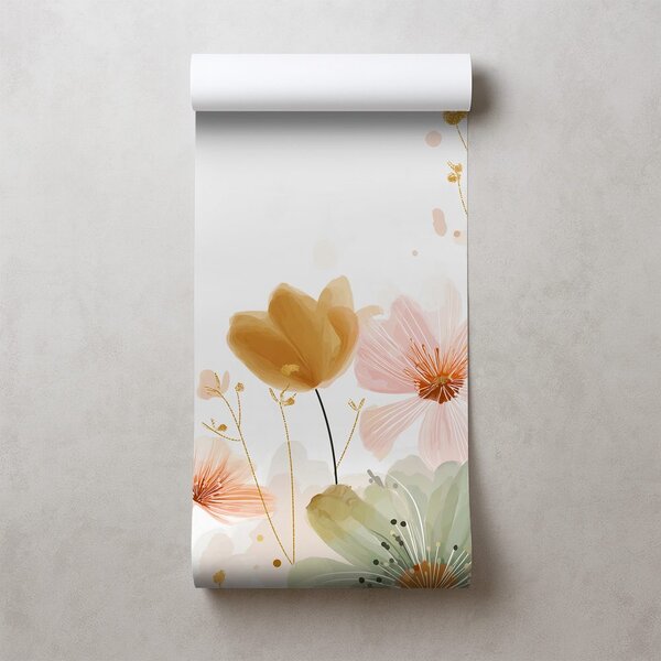 Carta da parati – Fiori pastello ad acquerello