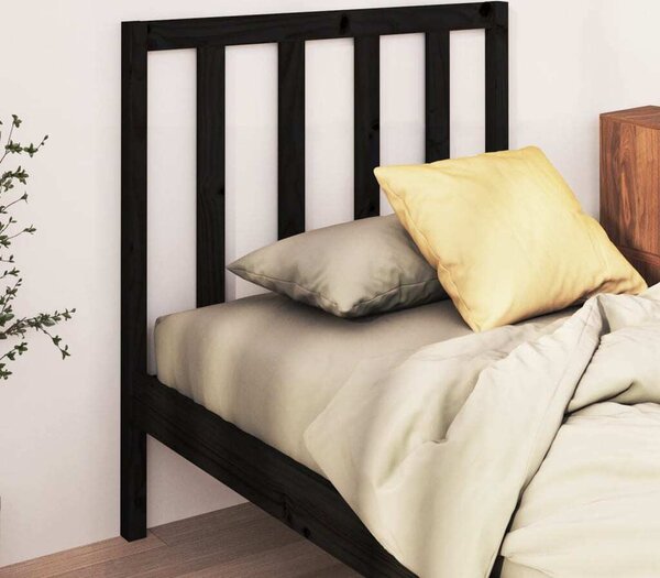 Testiera per Letto Nera 81x4x100 cm in Legno Massello di Pino