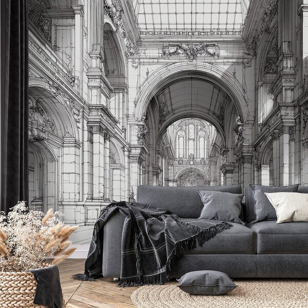 Carta da parati – Architettura storica in bianco e nero