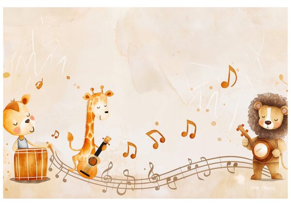 Carta da parati – Animali con strumenti musicali