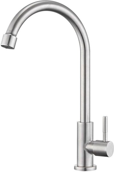 Rubinetto da cucina per acqua fredda, in acciaio inossidabile, orientabile a 360 gradi