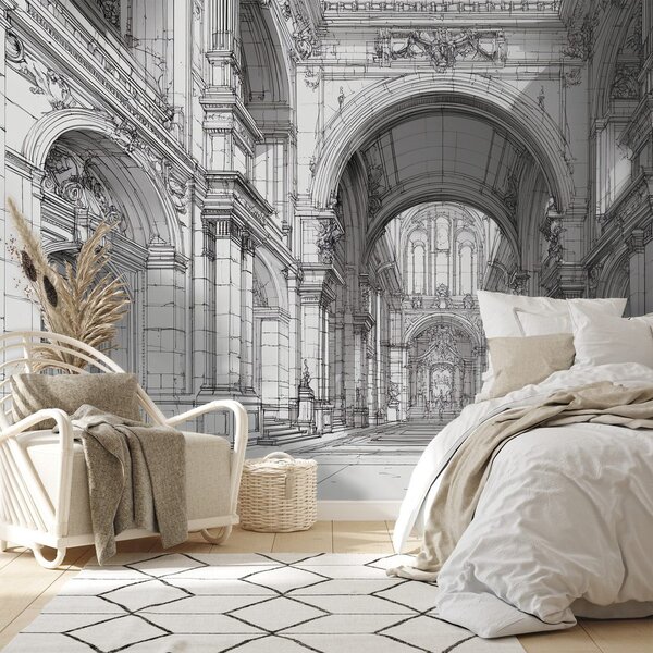 Carta da parati – Architettura storica in bianco e nero