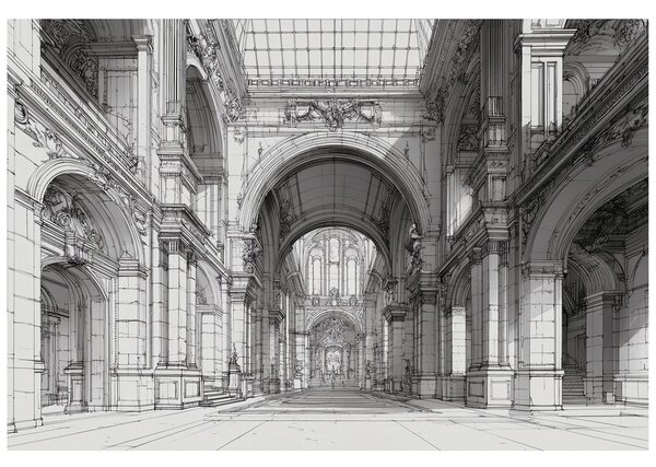 Carta da parati – Architettura storica in bianco e nero