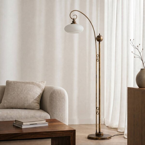 Lampada da terra Bolero Jupiter, Crema / Ambra, Soggiorno / Sala da pranzo, Metallo, Antico, Lampada da terra