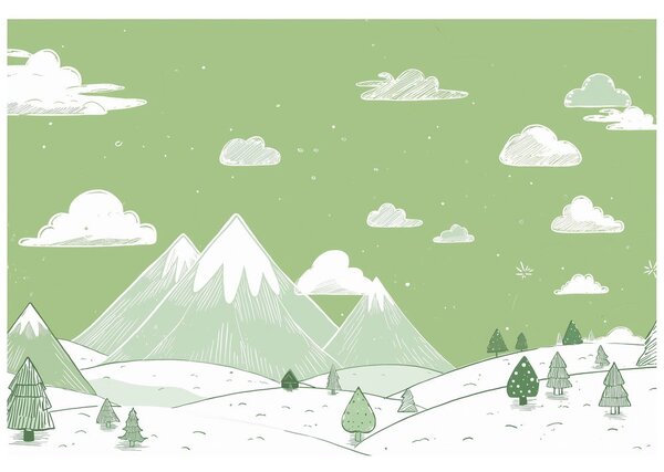 Carta da parati – Paesaggio invernale con montagne e alberi