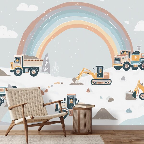 Carta da parati – Macchine e paesaggio arcobaleno