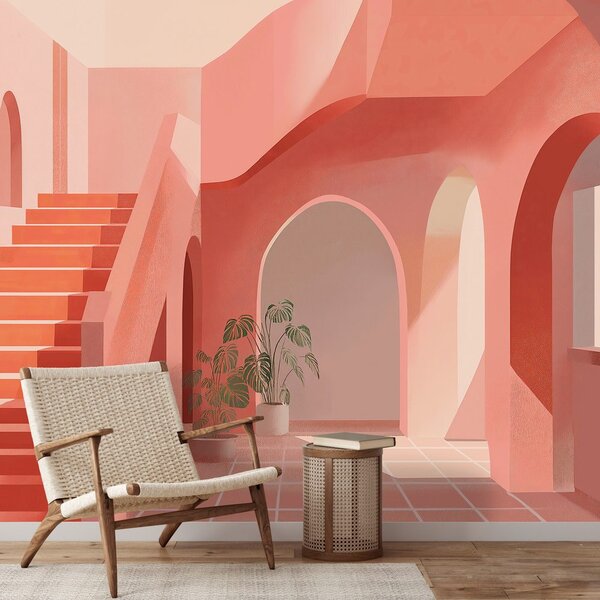 Carta da parati – Architettura astratta rosa
