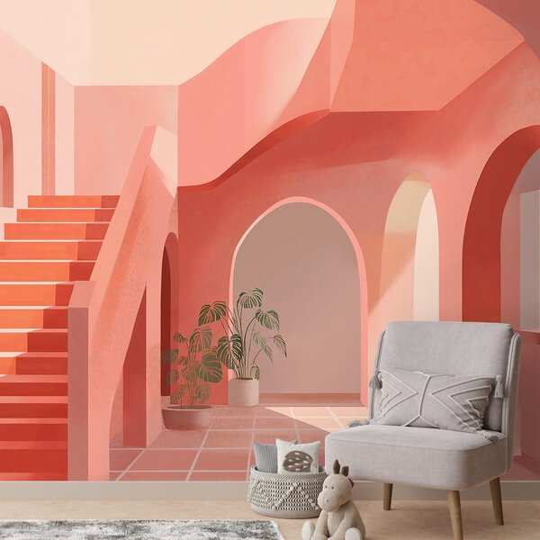 Carta da parati – Architettura astratta rosa