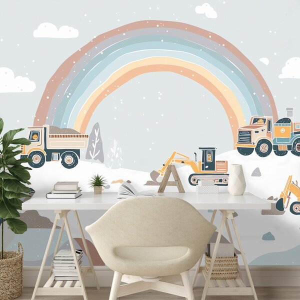 Carta da parati – Macchine e paesaggio arcobaleno