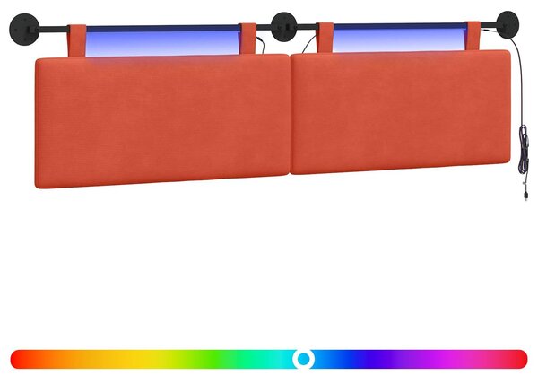 Testiera sospesa Con luce LED Rosso Arancio Tessuto in Cords