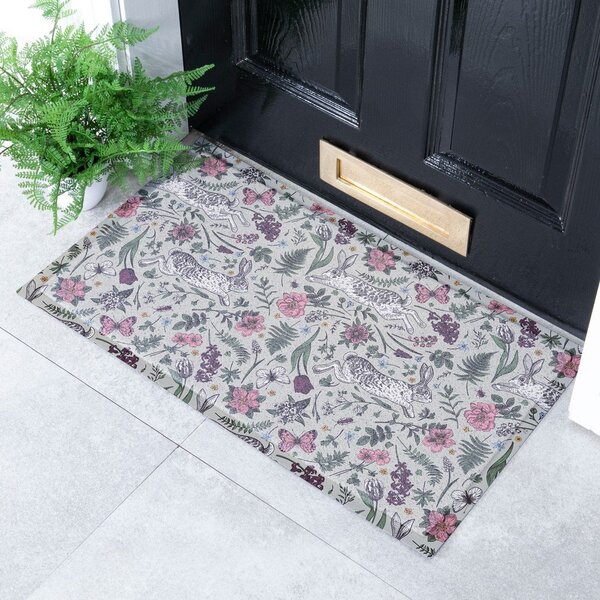 Zerbino in plastica riciclata 40x70 cm Hare Wildflowers – Artsy Doormats