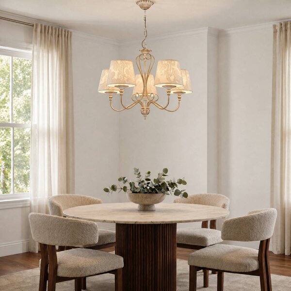 Lampadario a soffitto Sofia Ecrie Jupiter, dimmerabile, Crema / Ambra, Soggiorno / Sala da pranzo, Metallo, Lampadario