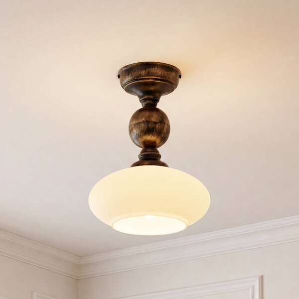 Plafoniera soffitto Bolero Jupiter, dimmerabile, Crema / Ambra, Soggiorno / Sala da pranzo, Metallo, Antico, Plafoniera