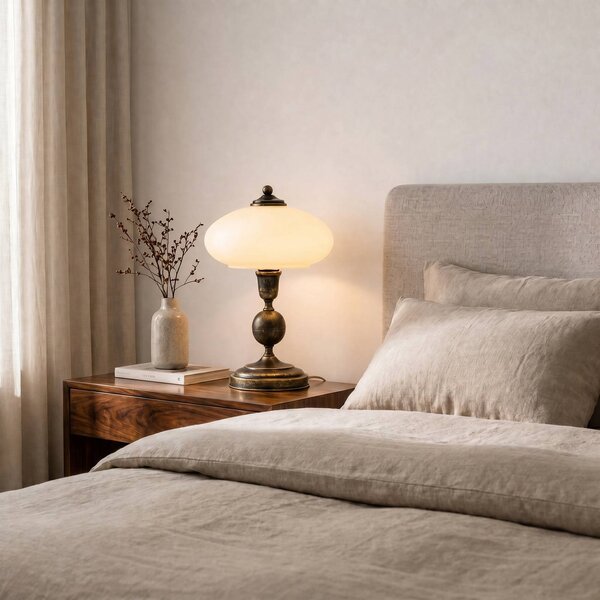 Lampada da tavolo Bolero Jupiter, Crema / Ambra, Soggiorno / Sala da pranzo, Metallo, Antico, Lampada da tavolo