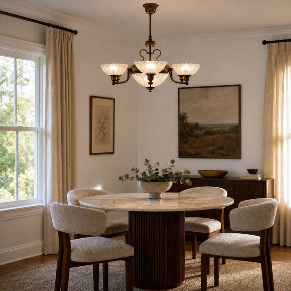 Lampadario a soffitto Carmen Jupiter, dimmerabile, Bronzo / Ottone antico, Soggiorno / Sala da pranzo, Metallo, Antico, Lampadario