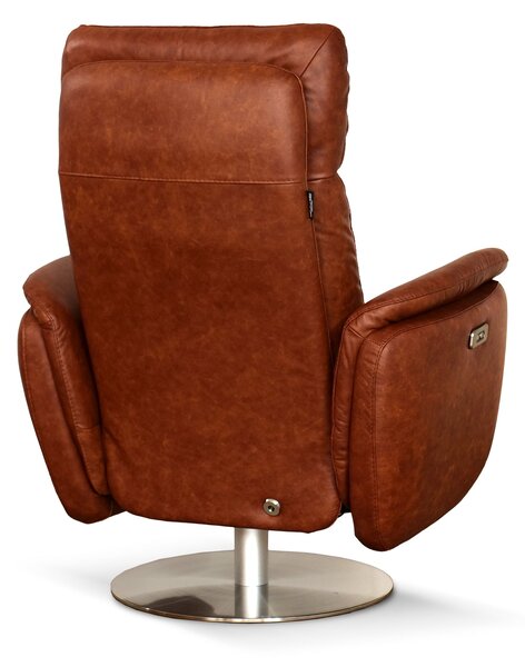 Poltrona Costanza Pelle Fiore Premium - Relax Elettrico 2 Motori - Girevole