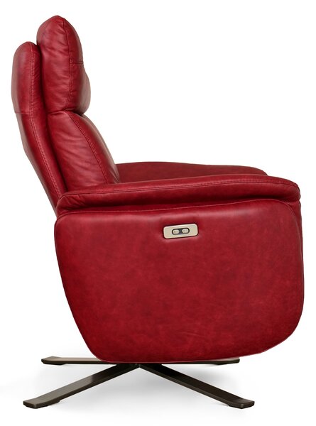 Poltrona Costanza Pelle Fiore Old Rosso Tocai - Relax Elettrico 2 Motori - Girevole con Batteria