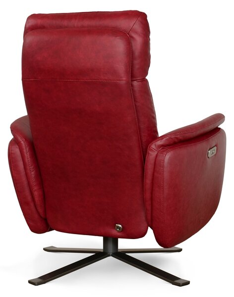 Poltrona Costanza Pelle Fiore Old Rosso Tocai - Relax Elettrico 2 Motori - Girevole con Batteria