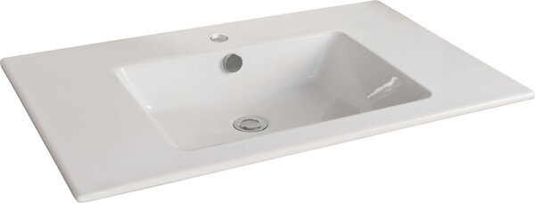 Lavabo FACKELMANN KERA 810 / Lavabo in Vetroceramica / Dimensioni (L x A x P): circa 81 x 16,5 x 51 cm / Lavabo da incasso / Lavabo di alta qualità per bagno e WC / Colore: bianco / Larghezza: 81 cm