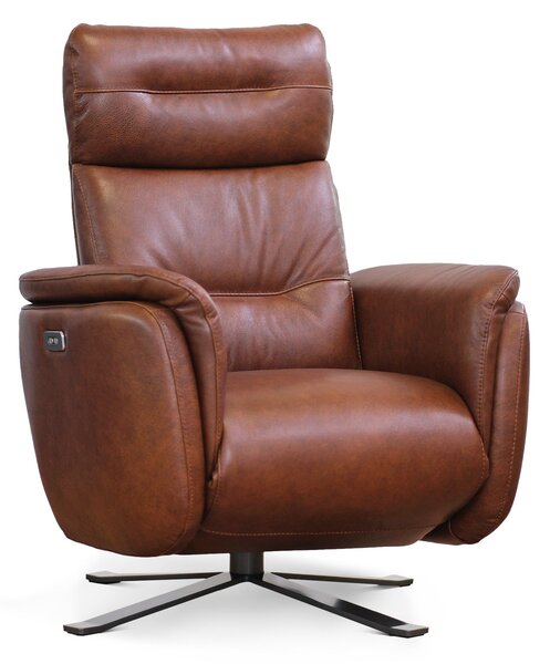 Poltrona Costanza Pelle Fiore Premium - Relax Elettrico 2 Motori - Girevole