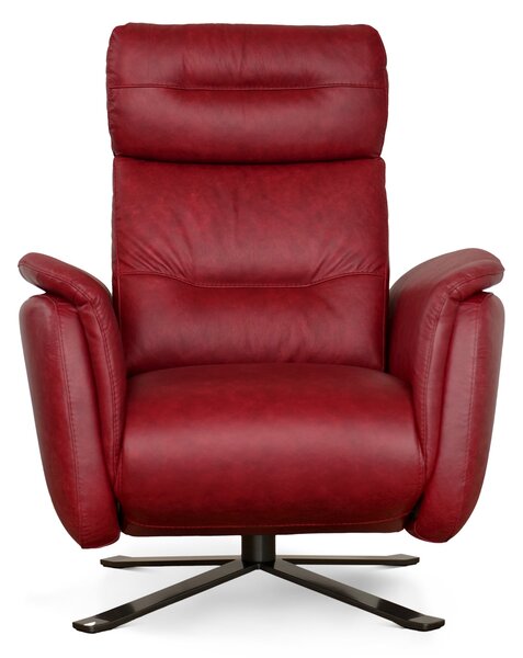 Poltrona Costanza Pelle Fiore Old Rosso Tocai - Relax Elettrico 2 Motori - Girevole con Batteria