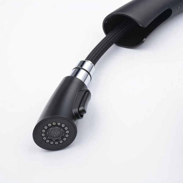 Rubinetto da cucina con doccetta estraibile - gittata orientabile a 360° - nero - ottone