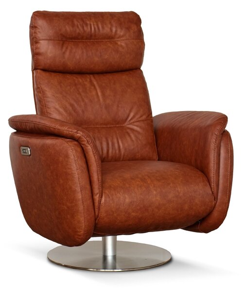 Poltrona Costanza Pelle Fiore Premium - Relax Elettrico 2 Motori - Girevole