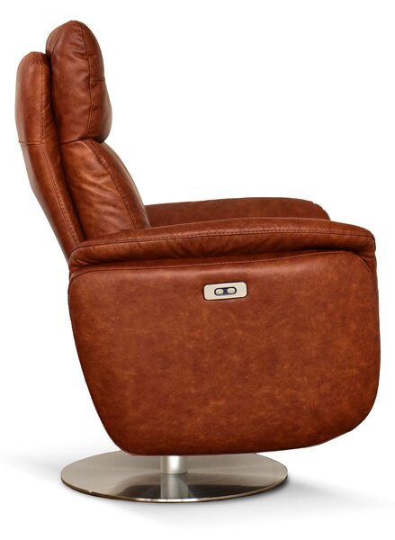 Poltrona Costanza Pelle Fiore Premium - Relax Elettrico 2 Motori - Girevole
