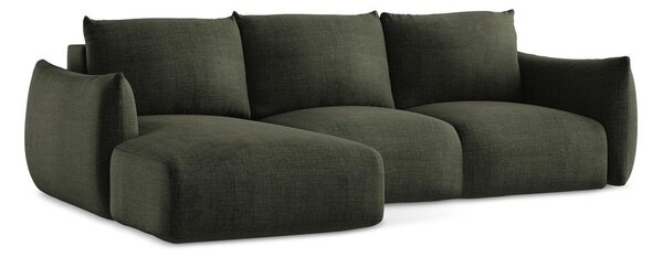 Divano angolare verde allungabile (con penisola a sinistra/con chaise lounge) Leila – Makamii