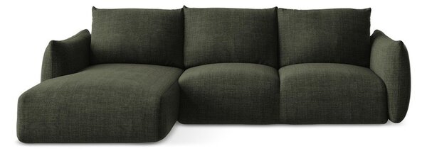 Divano angolare verde allungabile (con penisola a sinistra/con chaise lounge) Leila – Makamii