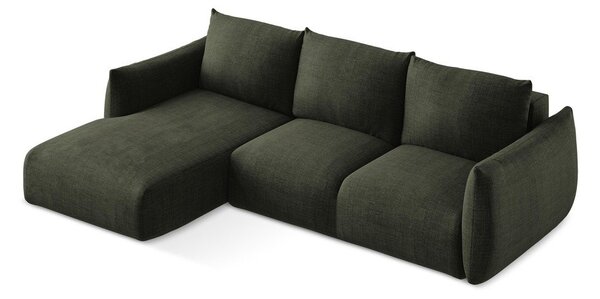 Divano angolare verde allungabile (con penisola a sinistra/con chaise lounge) Leila – Makamii