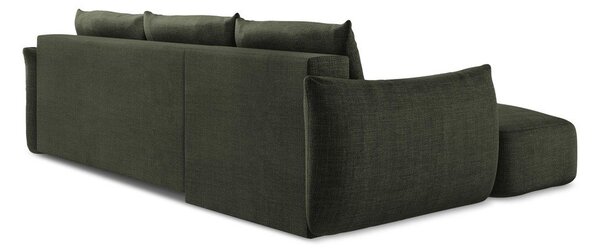 Divano angolare verde allungabile (con penisola a sinistra/con chaise lounge) Leila – Makamii