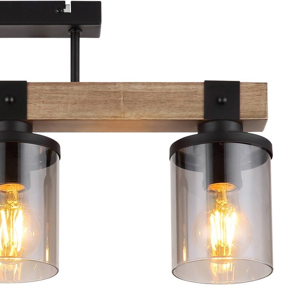 Globo Plafoniera soffitto Lila, dimmerabile, Legno scuro, Soggiorno / Sala da pranzo, Legno, Campagna / Rustiche, Plafoniera