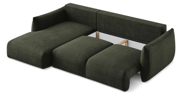Divano angolare verde allungabile (con penisola a sinistra/con chaise lounge) Leila – Makamii