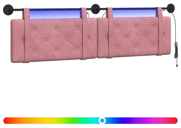Testiera sospesa Con luce LED Rosa Velluto