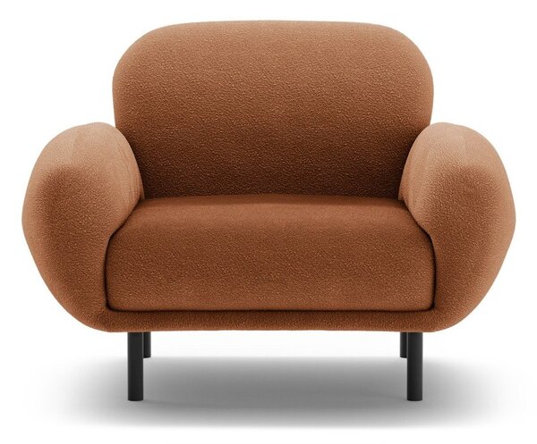 Poltrona color terracotta con rivestimento in bouclé Poppy – Micadoni