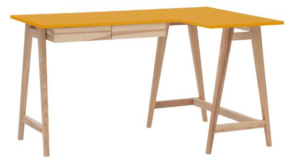 LUKA Ashwood Corner Desk W135cm x P85cm giallo Lato destro