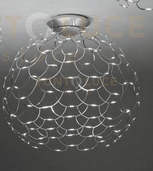 Lamoi lampada da soffitto media cromo a led 2700k 8035lm 72w d.60cm