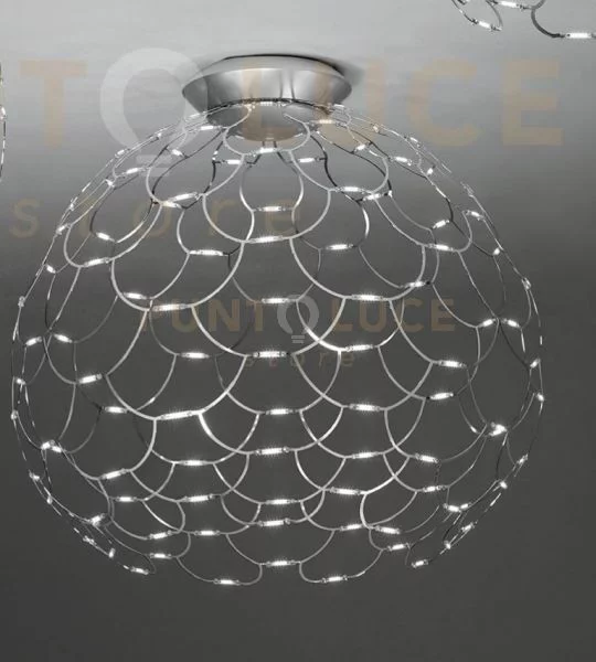 Lamoi lampada da soffitto media cromo a led 2700k 8035lm 72w d.60cm