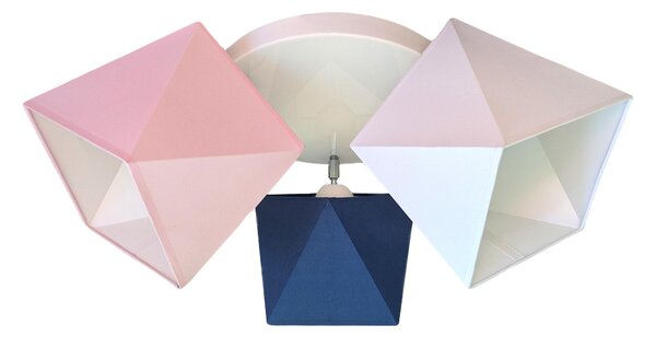 Lampada da soffitto, lampada per bambini, lampada multicolore a forma di stella in metallo, 230 V (N149-G3 liscia, rosa-bianco-blu)